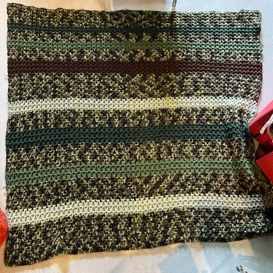 【USA vintage】Granny Blanket Army Color