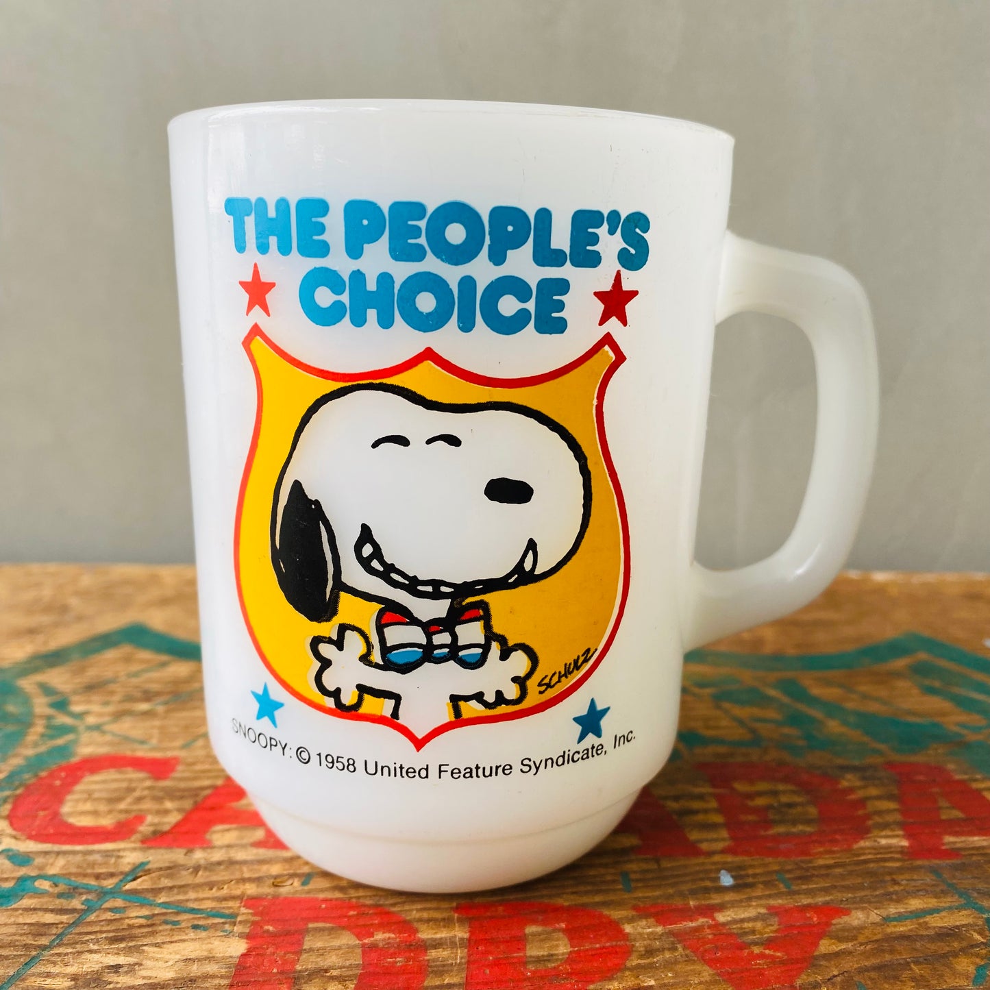 【1980 USA vintage】Fire-King SNOOPY 大統領選