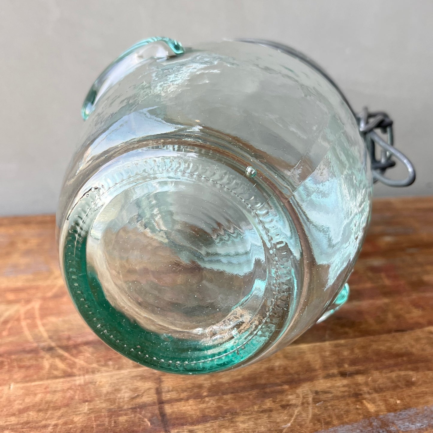 【Italy vintage】Hermetic Green Glass Jar