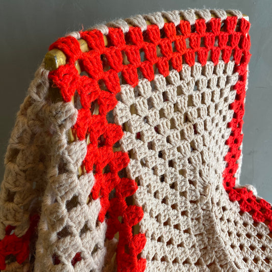 【1970s USA vintage】グラニーブランケット クロシェ ブラウン系