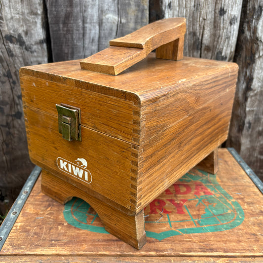 【USA Vintage】 KIWI Wooden Shoe Shine Box