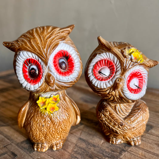 【70s vintage】Owl salt & pepper set