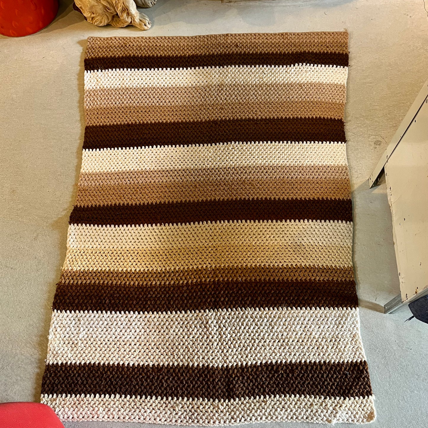 【USA vintage】Granny Blanket Brown Stripe