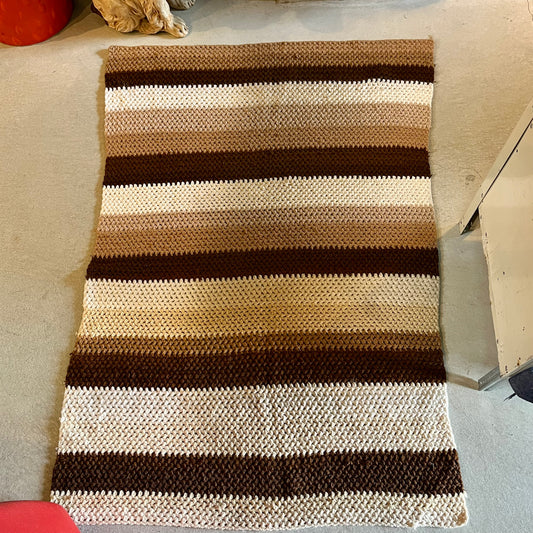 【USA vintage】Granny Blanket Brown Stripe