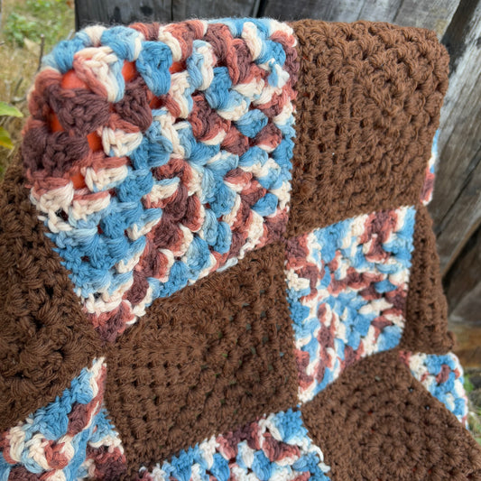 【USA vintage】granny blanket square brown