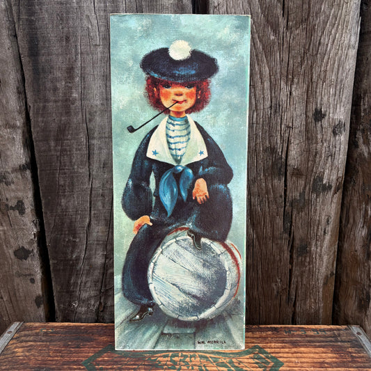【1960s USA vintage】WM. MERRILL sailorboy wall art