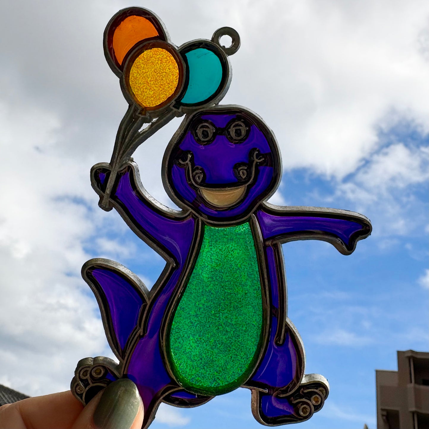 【USA vintage】stained glass ornament Barney
