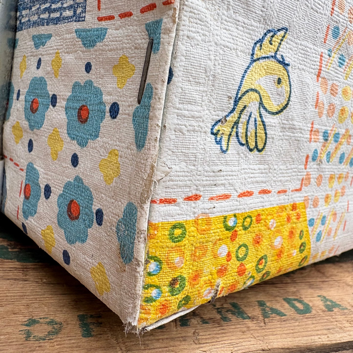 【1970s USA Vintage】 Vinyl child Booster Seat Patchwork Denim Design