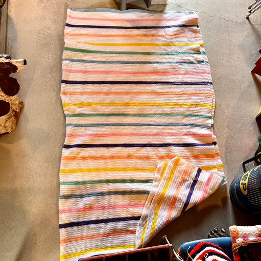 【USA vintage】グラニーブランケット
白×パステルカラーストライプ