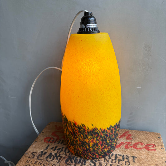 【1970s USA vintage】Yellow Speckled Glass Hanging Pendant Lamp