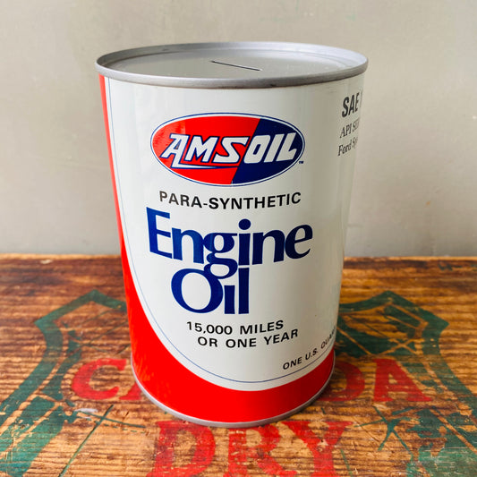 【USA vintage】AMS OIL can coin bank 6