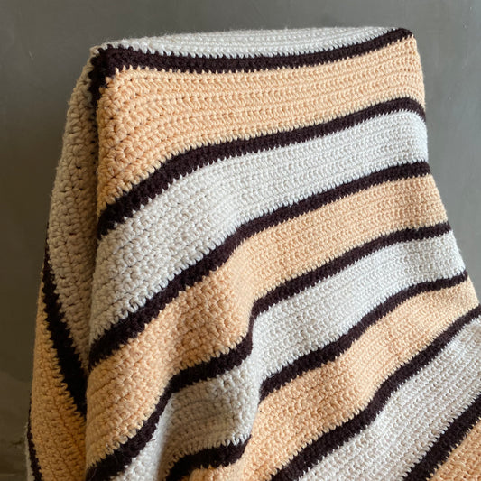 【1970s USA vintage】グラニーブランケット クロシェ 薄オレンジ