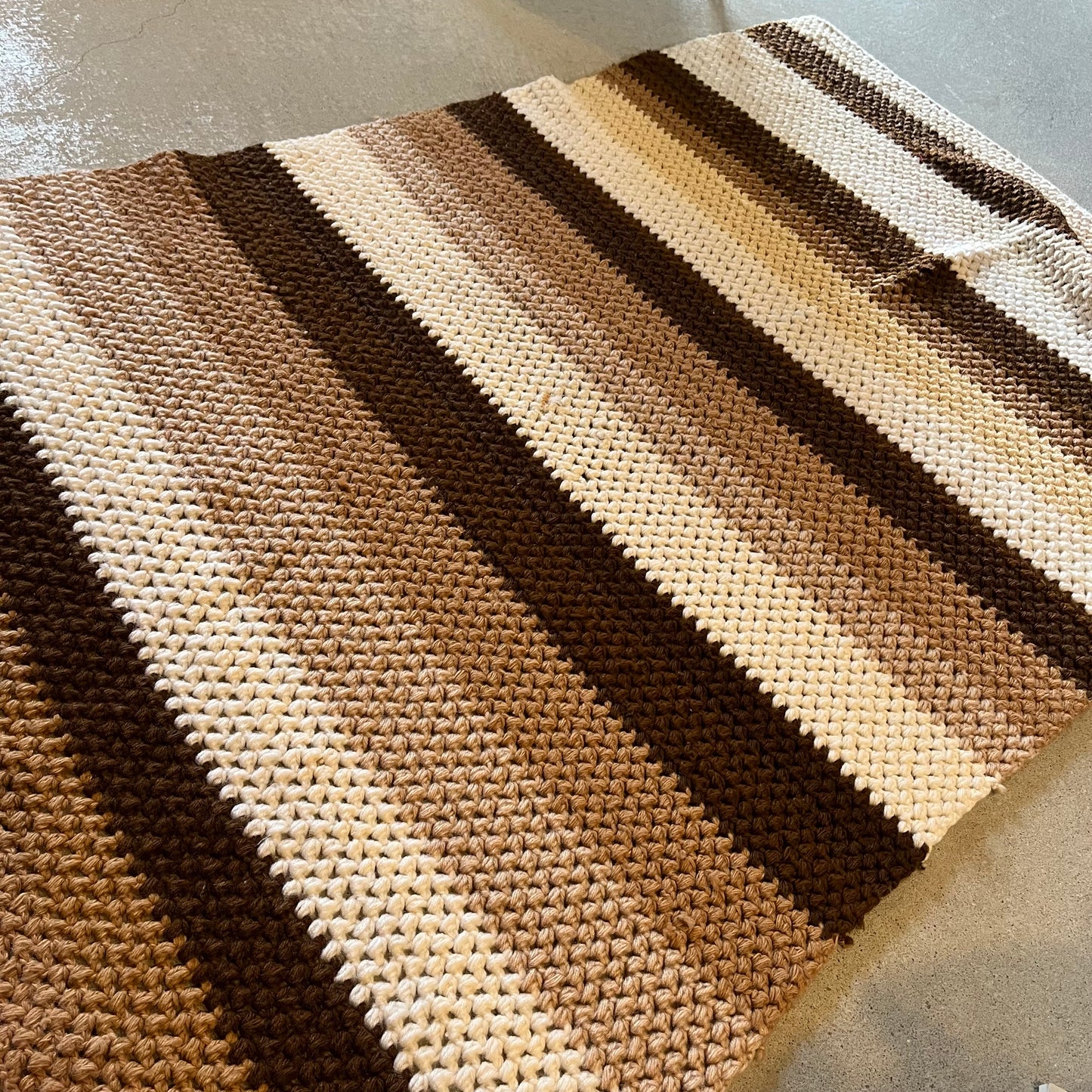 【USA vintage】Granny Blanket Brown Stripe
