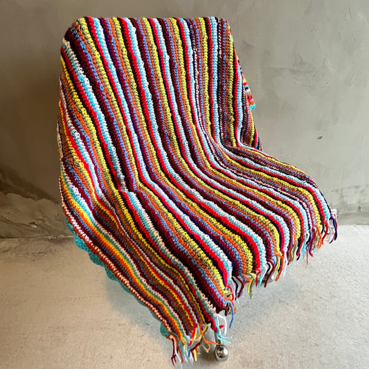 【USA vintage】ひざ掛け カラフル ストライプ