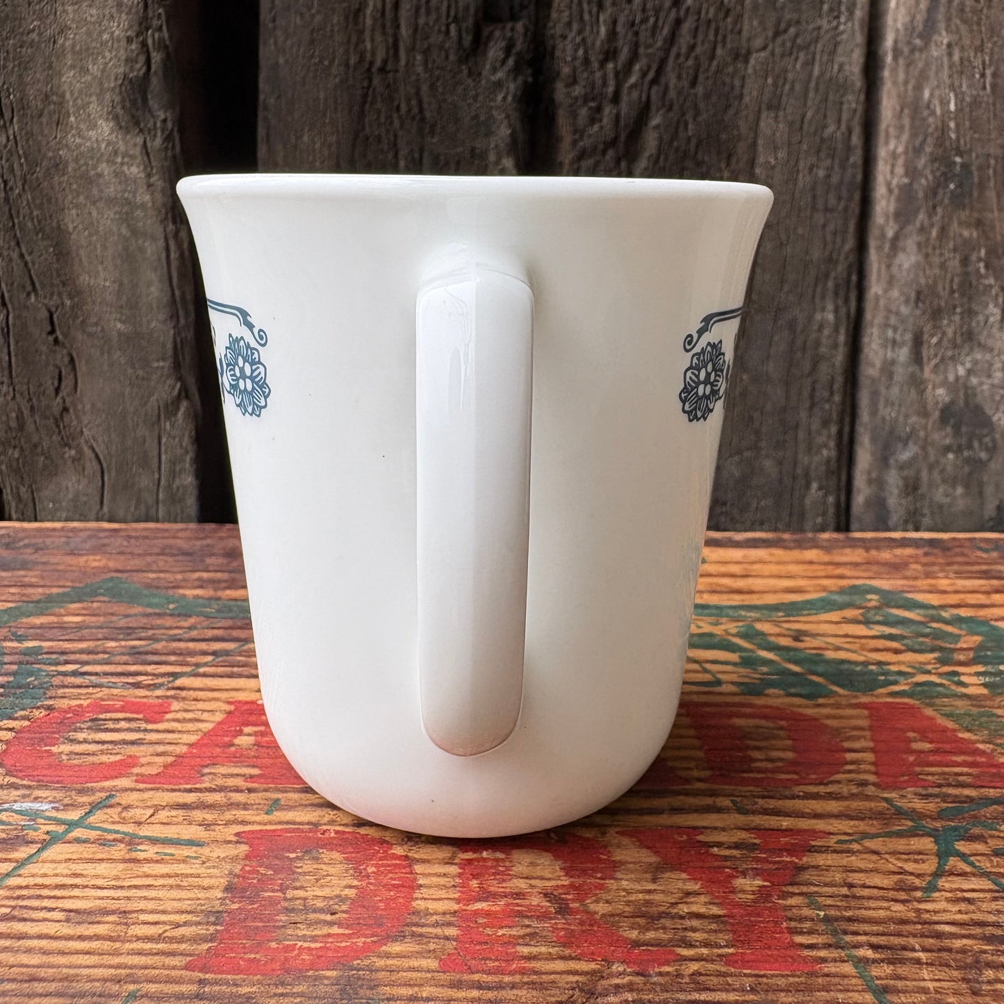 【1960s-1970s USA vintage】CORNING mugcup OLD TOWN BLUE