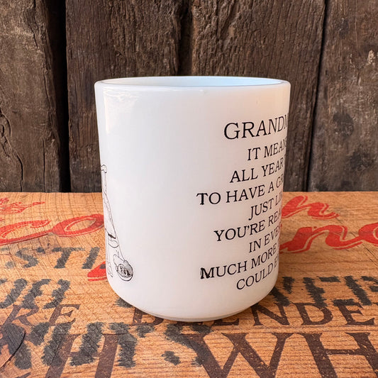 【USA vintage】 Hazel Atlas GRANDMOTHER Milk Glass Mug