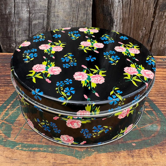 【USA vintage】round tin can Flower