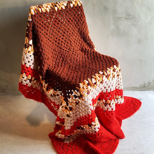 【1970s USA vintage】グラニーブランケット クロシェ