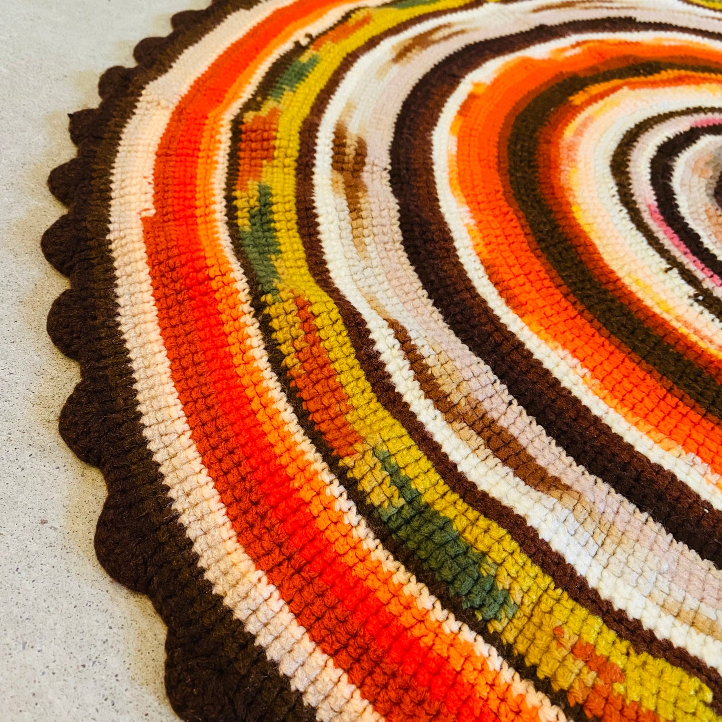 【1970s USA vintage】グラニーブランケット ラウンド ラグ