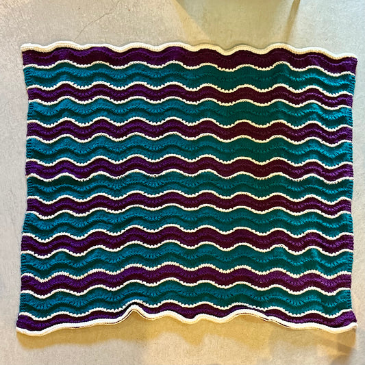 【USA vintage】Granny Blanket purple × blue ひざ掛け