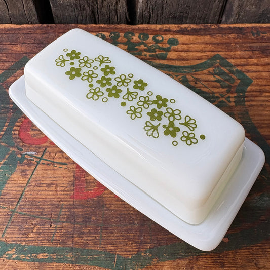 【1970s USA vintage】OLD PYREX SpringBlossom butter dish