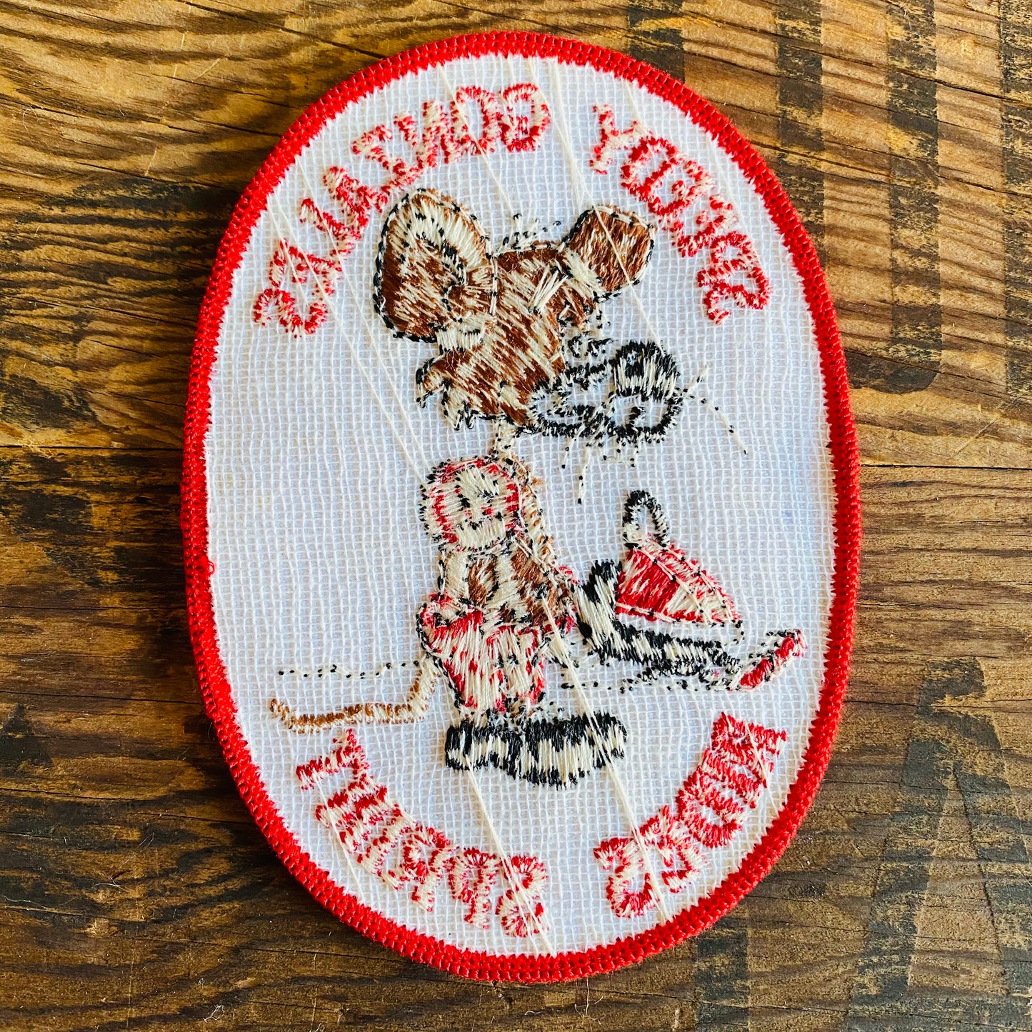 【USA vintage】 ワッペン ねずみ レッド