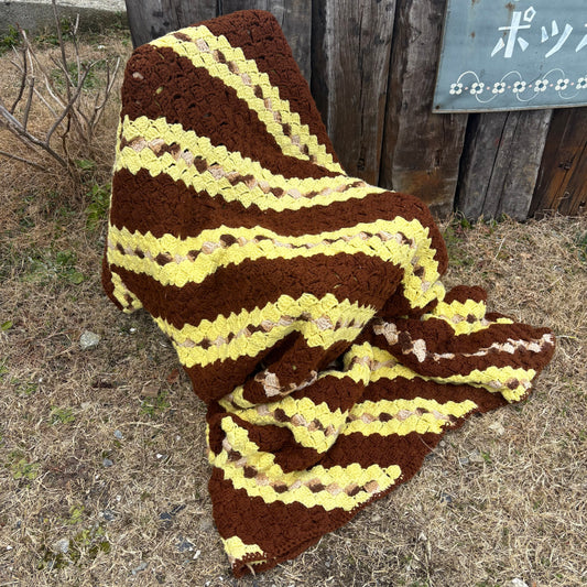 【USA vintage】granny blanket brown yellow