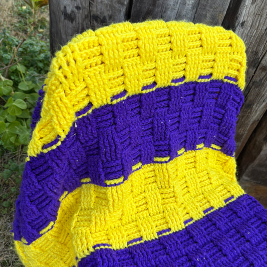 【USA vintage】granny blanket purple×yellow