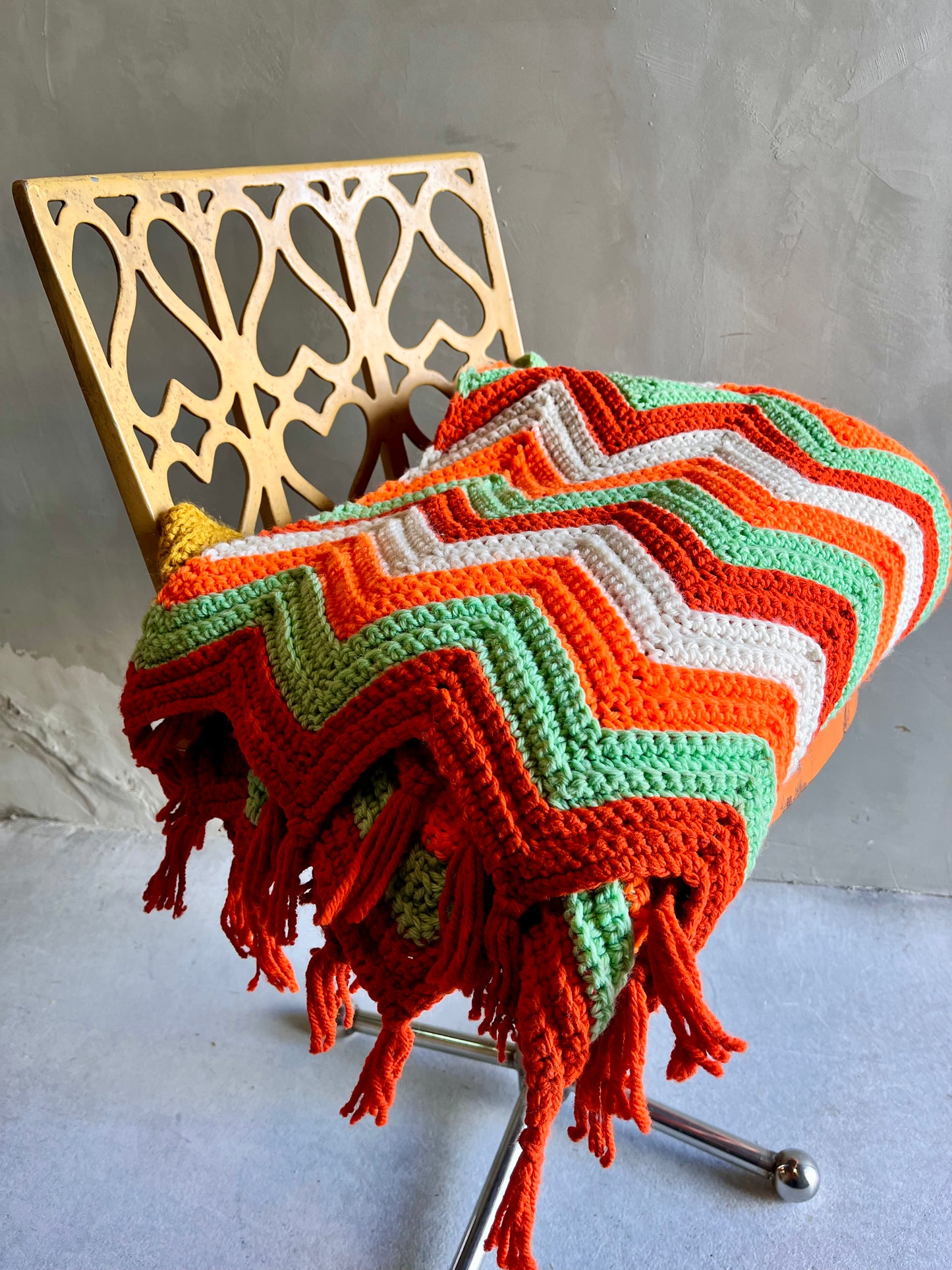 【1970s USA vintage】グラニーブランケット 暖色系