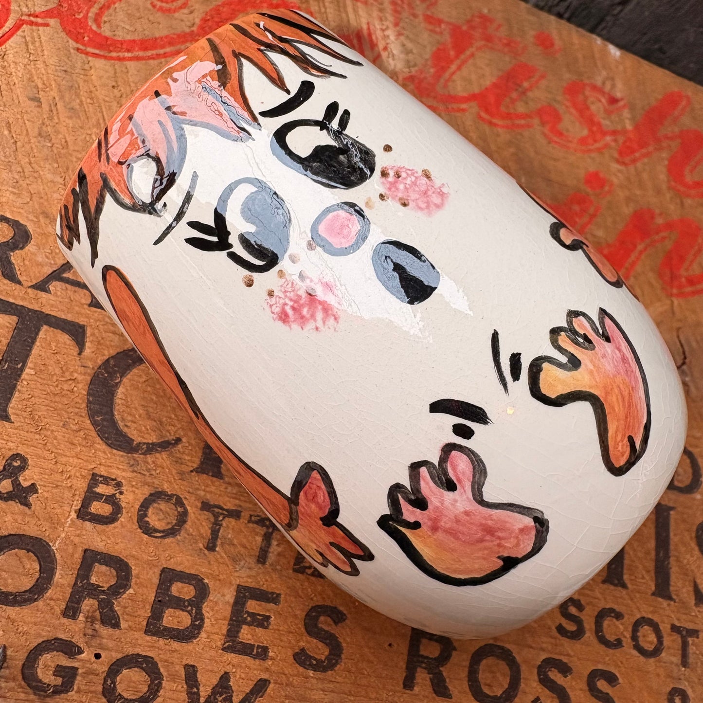 【1970s USA Vintage】 Hand-Painted Girl Character Mug