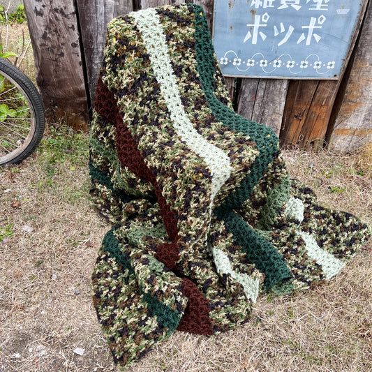 【USA vintage】Granny Blanket Army Color