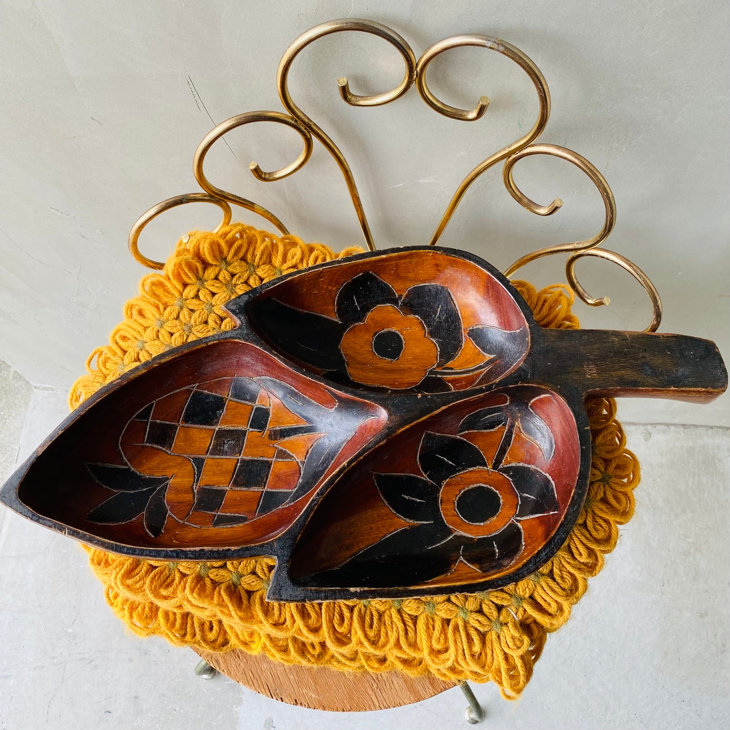 【vintage】handmade wood tray
