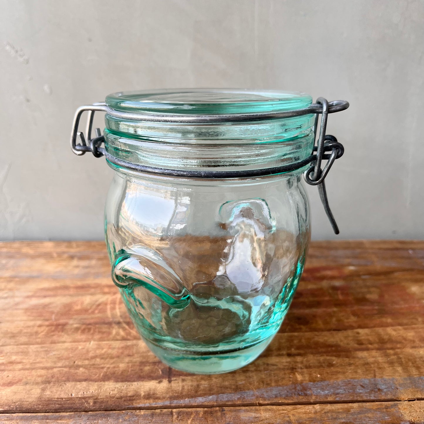 【Italy vintage】Hermetic Green Glass Jar