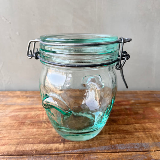 【Italy vintage】Hermetic Green Glass Jar