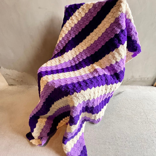 【USA vintage】グラニーブランケット パープルストライプ