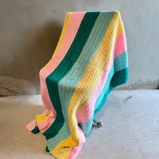 【USA vintage】グラニーブランケット パステル ストライプ