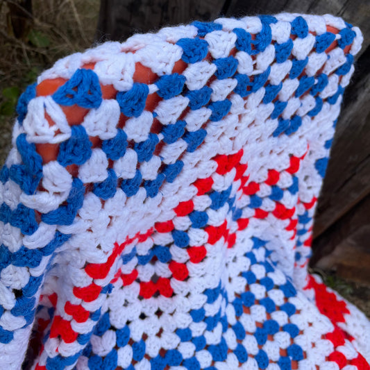 【USA vintage】granny blanket USA color