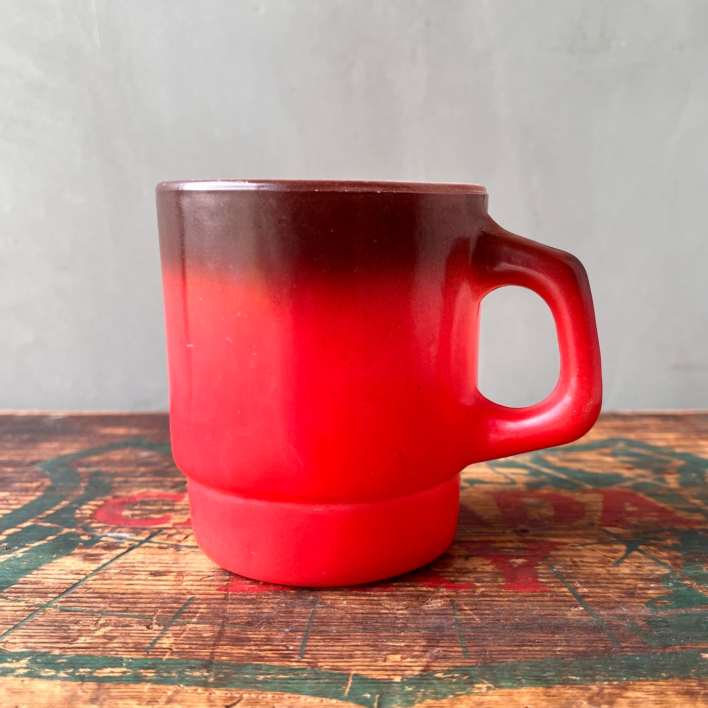 【1960s USA vintage】FIRE KING スタッキングマグ グラデーション レッド×ブラウン