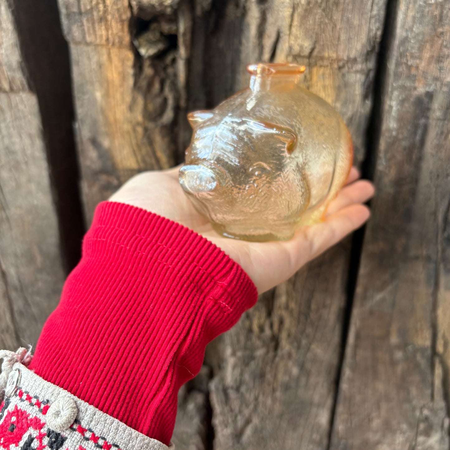 【1950s-1980s USA vintage】Anchor Hocking Glass Piggy Bank