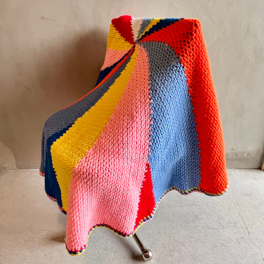 【USA vintage】手編みセンターラグ ブランケット サークル