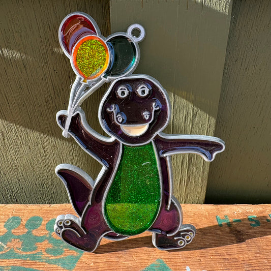 【USA vintage】stained glass ornament Barney