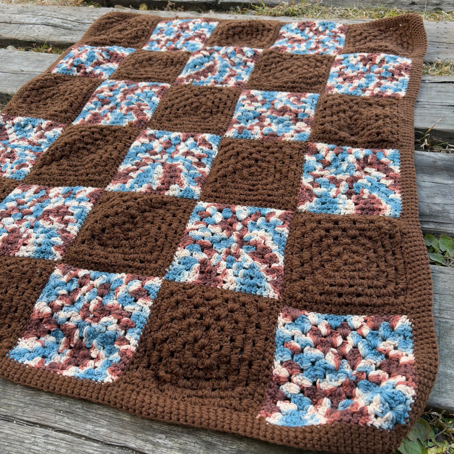 【USA vintage】granny blanket square brown