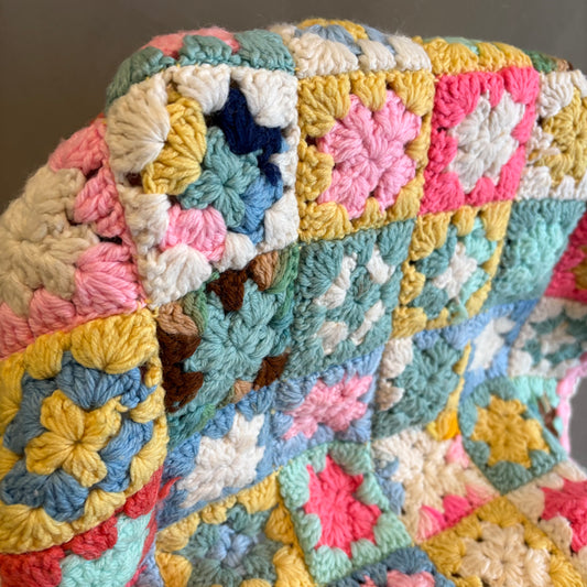 【USA vintage】granny blanket pastel color