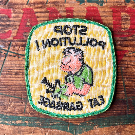 【USA vintage】ワッペン STOP POLLUTION EAT GARBAGE