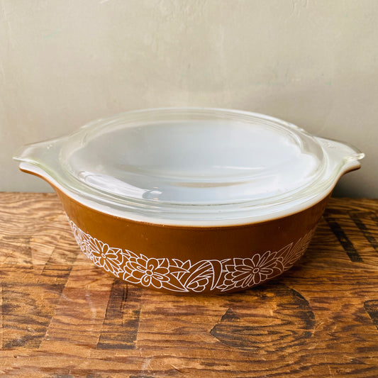 【1970s USA vintage】PYREX キャセロール ウッドランド S