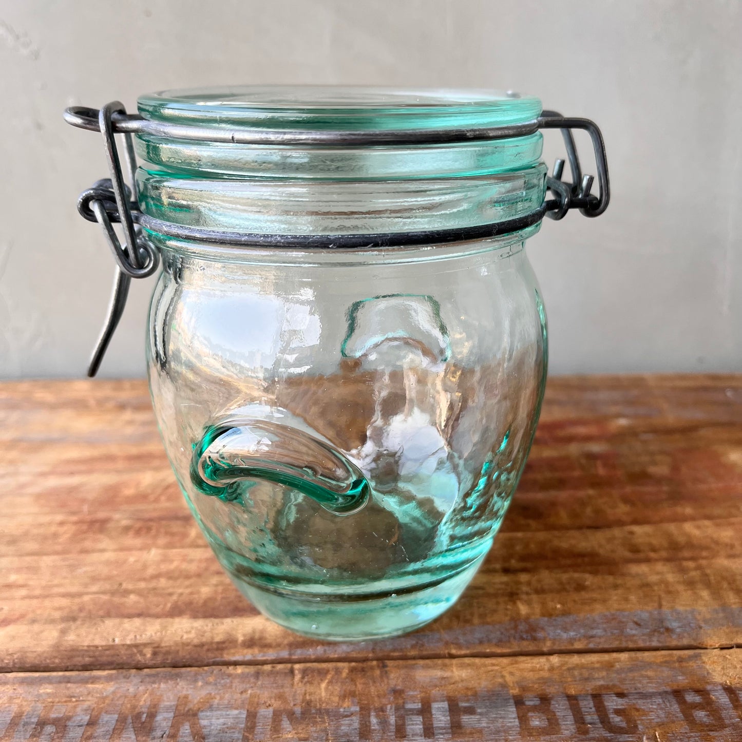 【Italy vintage】Hermetic Green Glass Jar