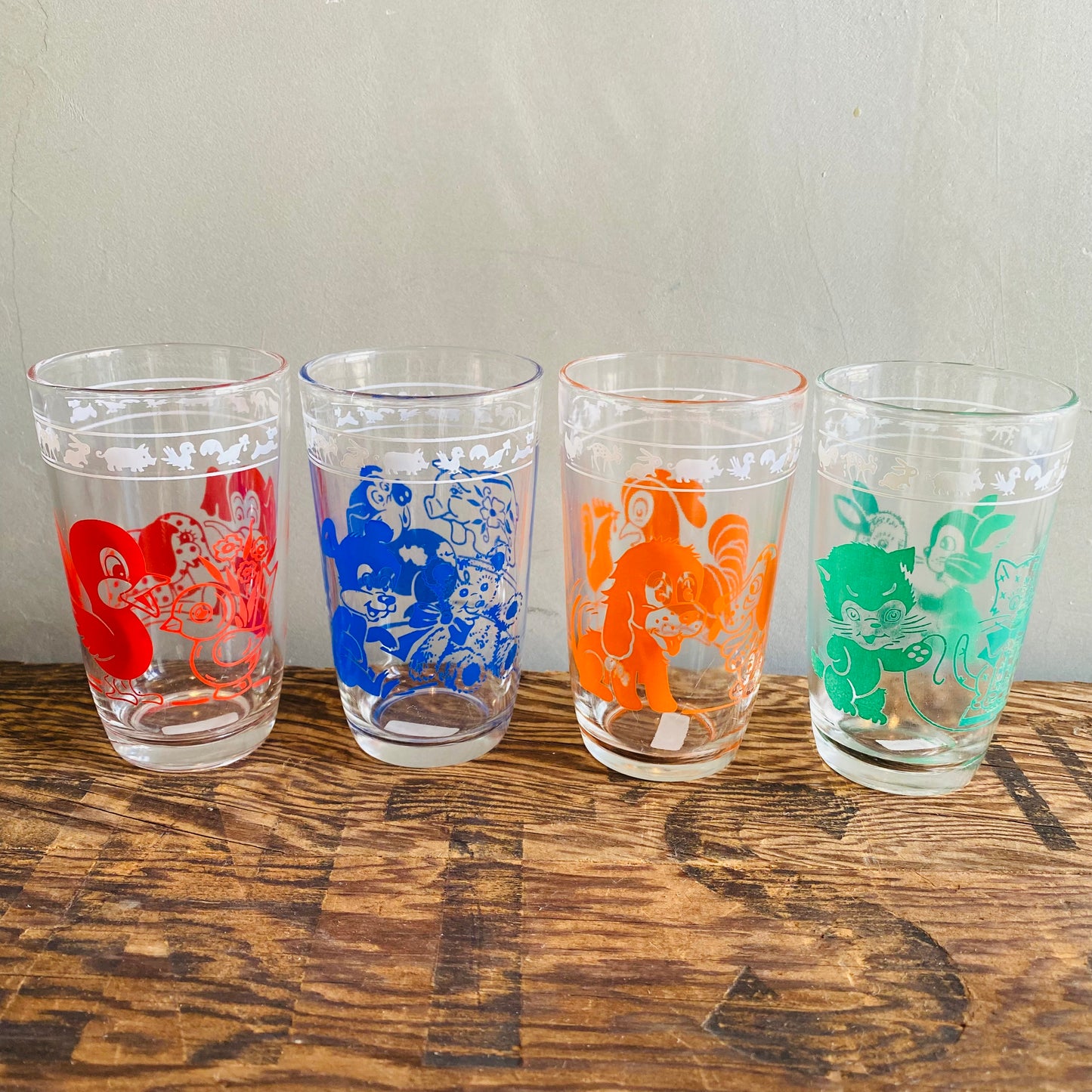 【1950s USA vintage】スワンキースウィッグ グラス 鳥とゾウ