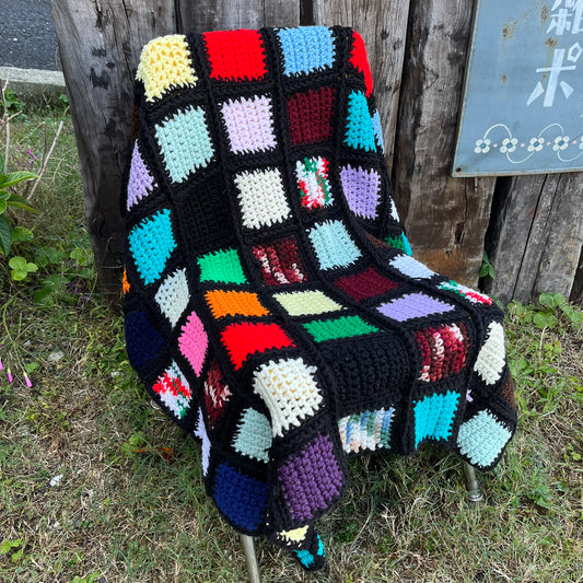【USA vintage】Granny Blanket ひざ掛け モザイクスクエア