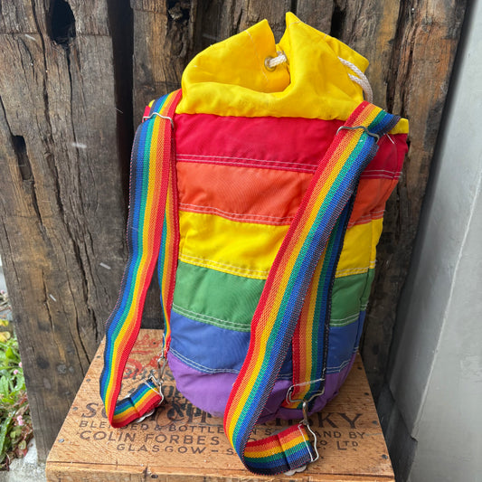 【1970s vintage】Rainbow Stripe Nylon Kids Backpack