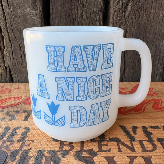 【USA vintage】GLASBAKE mug Tulip HAVE A NICE DAY